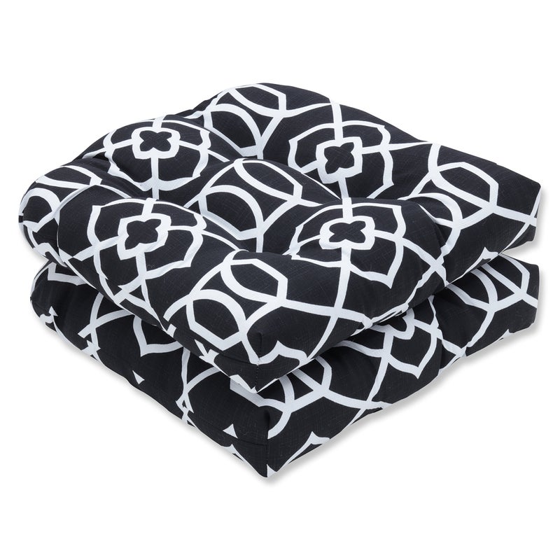 Pillow Perfect Trellis Indoor/Outdoor Tufted Wicker Seat Cushion, 2 Count, 19 x 19, Black Kirkland Black - Image 1
